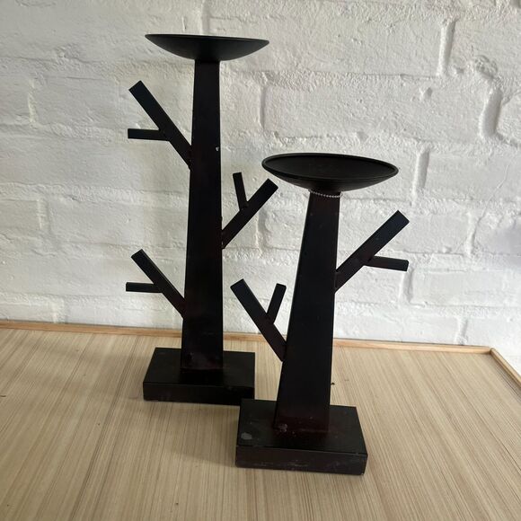 Set of 4 Modern Tree Branch Iron Candle Holders - Picture 4 of 6
